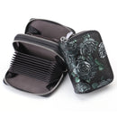 Black Background With Silver Roses Floral Embossed Genuine Leather Card Holder - Large Capacity 10 Card Slots, RFID Blocking, Double Zipper Coin Pouch