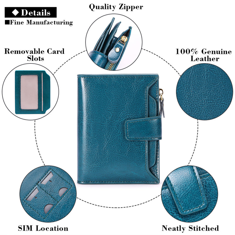 Beige Premium Genuine Leather RFID Blocking Women's Wallet - Lightweight, Multi-Functional, and Stylish