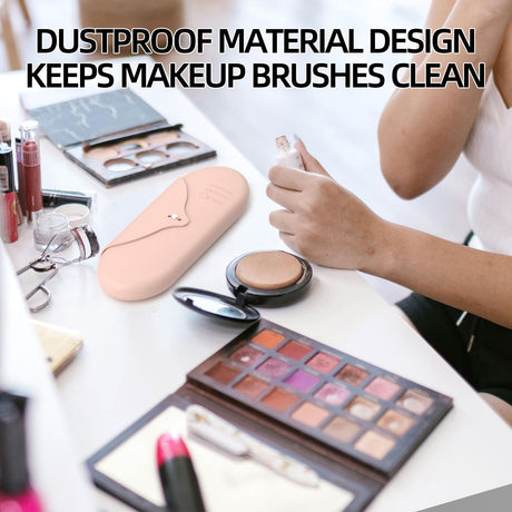2 Pcs Pink Elegant Silicone Makeup Brush Storage Case - Travel-Friendly, Dustproof, and Multi-Functional