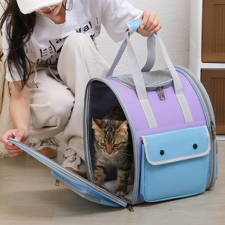 Khaki Portable Pet Carrier Backpack - Spacious, Breathable, and Travel-Friendly for Cats and Small Dogs