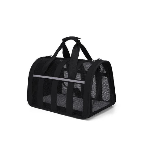 Size S Black Foldable Pet Carrier Bag - Lightweight, Breathable, and Spacious for All Seasons