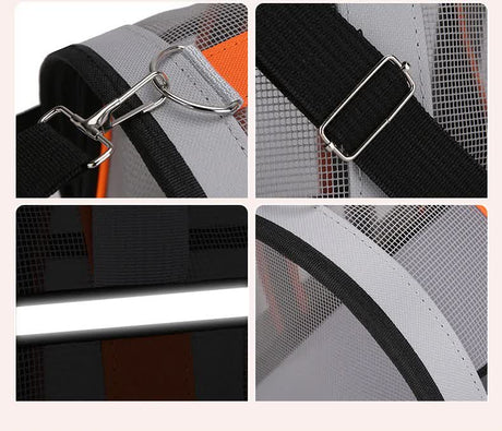 Size M Black And Blue Foldable Pet Carrier Bag - Lightweight, Breathable, and Spacious for All Seasons