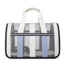 Size L Blue And White Foldable Pet Carrier Bag - Lightweight, Breathable, and Spacious for All Seasons