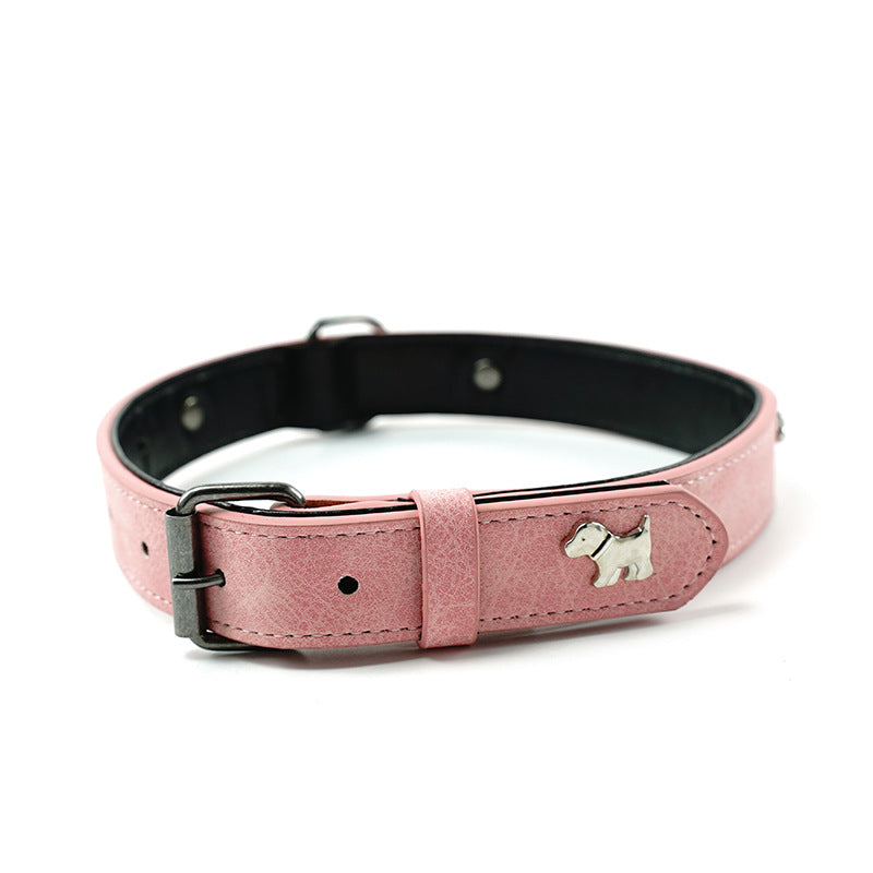 2 PCS Soft Leather Dog Collar - Adjustable & Durable for Medium/Large Dogs XS-（42*1.5cm）