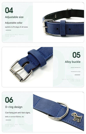 2 PCS Soft Leather Dog Collar - Adjustable & Durable for Medium/Large Dogs XS-(42*1.5cm)