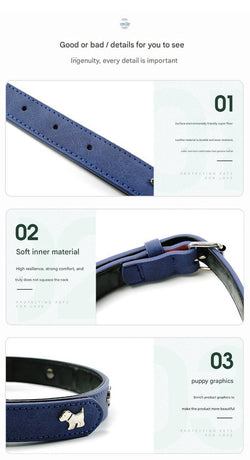 2 PCS Soft Leather Dog Collar - Adjustable & Durable for Medium/Large Dogs XS-(42*1.5cm)