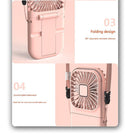 Black and white color Portable Handheld Fan with Neck Strap & Phone Stand