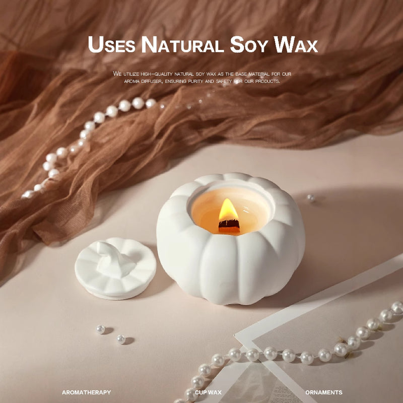 (Westin White Tea)Ceramic Pumpkin Candle with Lid - Home Decor and Gift Ideas