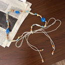 2 PCS Agate Blue Ethnic Style Waist Chain - Beaded Bohemian Belt for Women