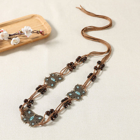 2 PCS Butterfly Ethnic Style Waist Chain - Beaded Bohemian Belt for Women
