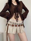 2 PCS Peach Blossom Ethnic Style Waist Chain - Beaded Bohemian Belt for Women