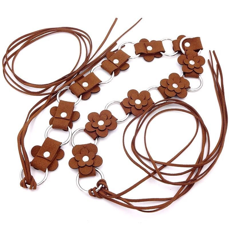 2 PCS Peach Blossom Ethnic Style Waist Chain - Beaded Bohemian Belt for Women