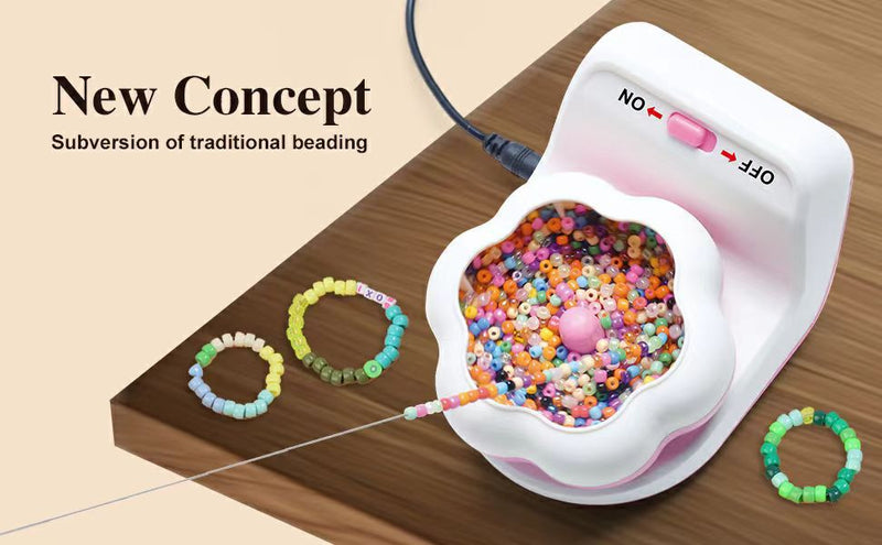 Pink DIY Electric Bead Spinner - Jewelry Making Tool with USB Charging