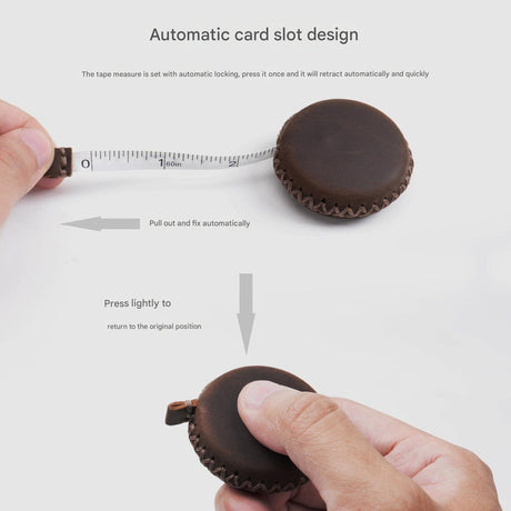 2 PCS Brown Hand-Stitched Leather Tape Measure - Compact & Stylish Measuring Tool