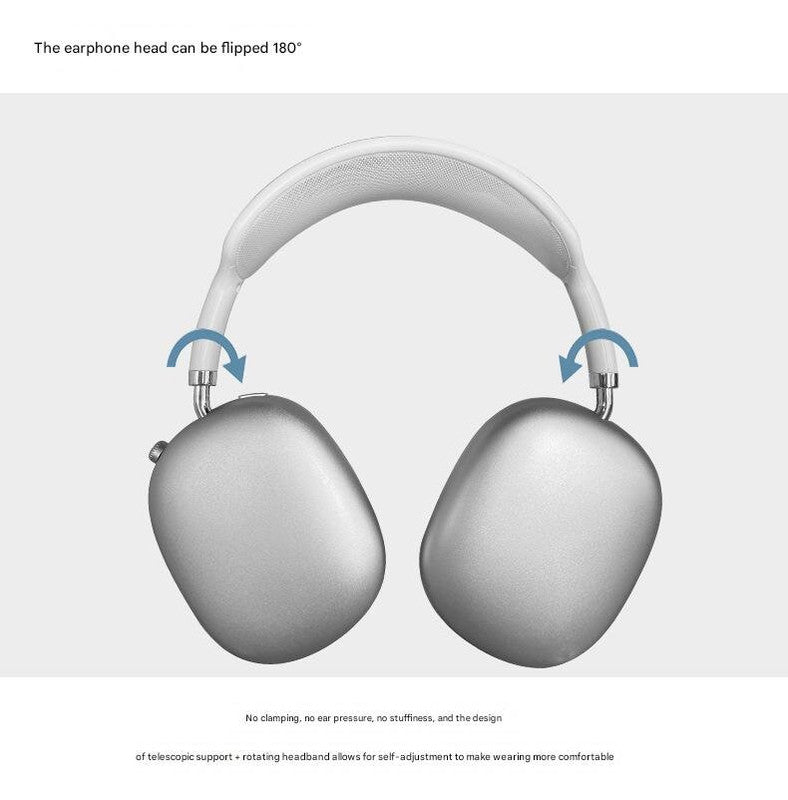 Silver Bluetooth Over-Ear Headphones - Mesh Headband, Wireless, Rotatable Earcups