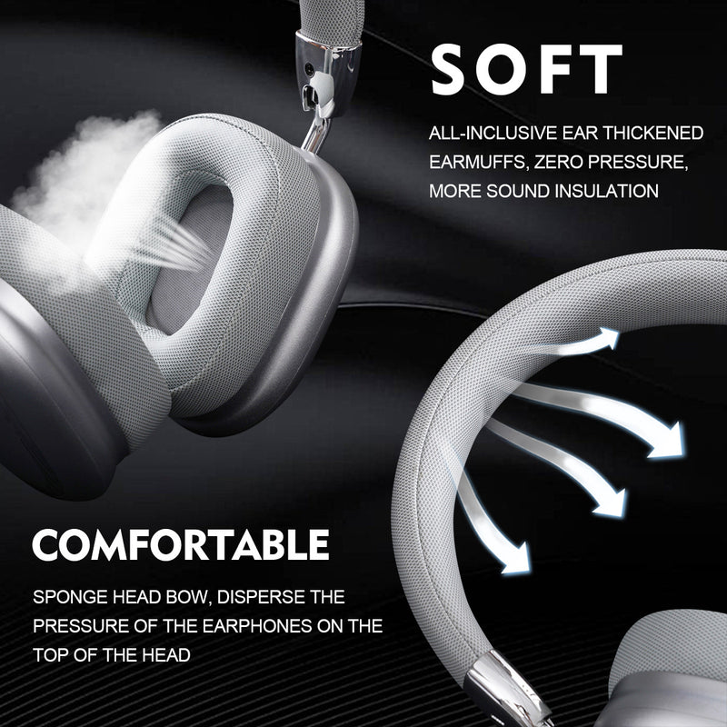 Black Comfortable Bluetooth Over-Ear Headphones - Soft Earmuffs, Foldable Design, Stereo Sound