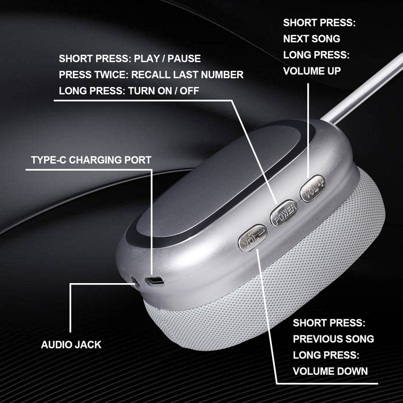 Black Comfortable Bluetooth Over-Ear Headphones - Soft Earmuffs, Foldable Design, Stereo Sound