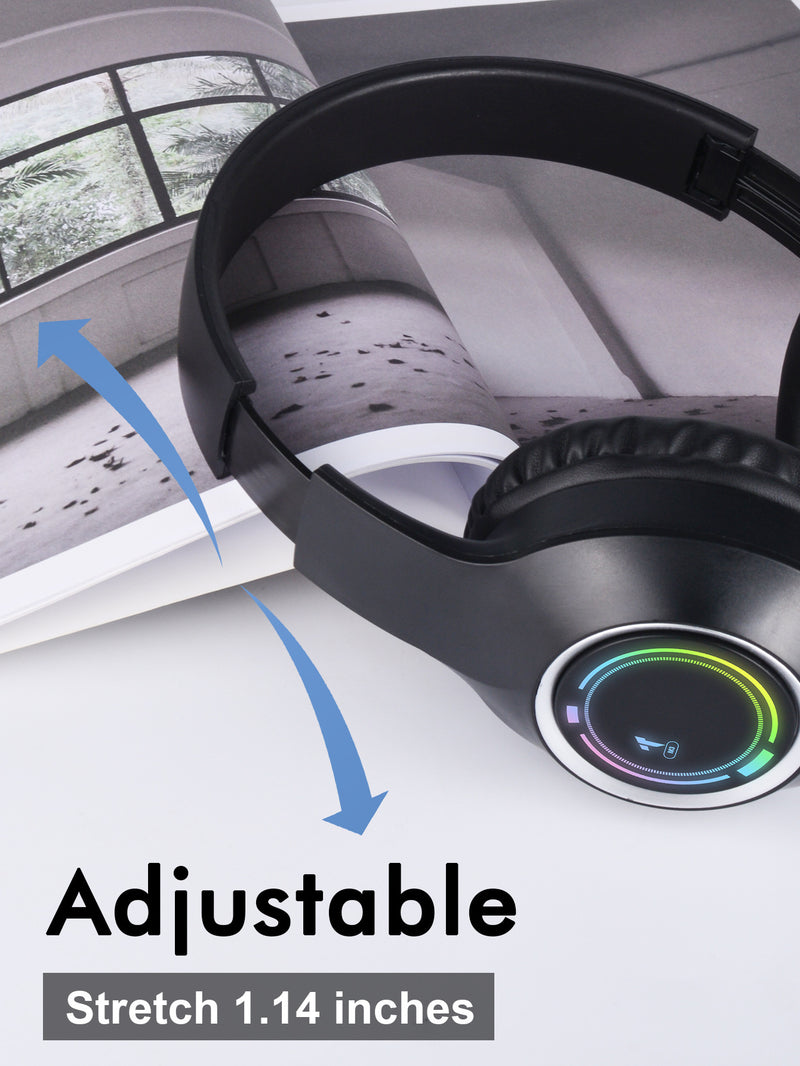 Beige Bluetooth 5.2 Headphones - Foldable, Adjustable Headband, TF Card