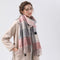 Gray And Pink Plaid Heated Scarf - Electric Warming Scarf, Winter Outdoor Essential (Without power bank)