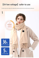 Gray And Pink Plaid Heated Scarf - Electric Warming Scarf, Winter Outdoor Essential (Without power bank)