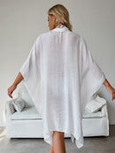White Summer Beach Cover-Up- Bamboo Cotton Sun Protection Cardigan