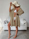 Khaki Summer Beach Cover-Up- Bamboo Cotton Sun Protection Cardigan