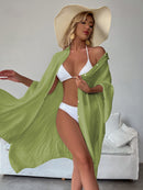 Light Green Summer Beach Cover-Up- Bamboo Cotton Sun Protection Cardigan