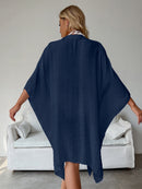 Navy Blue Summer Beach Cover-Up- Bamboo Cotton Sun Protection Cardigan