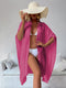 Rose Red Summer Beach Cover-Up- Bamboo Cotton Sun Protection Cardigan