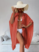 Orange Summer Beach Cover-Up- Bamboo Cotton Sun Protection Cardigan