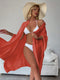 Orange Summer Beach Cover-Up- Bamboo Cotton Sun Protection Cardigan