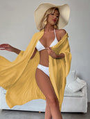Yellow Summer Beach Cover-Up- Bamboo Cotton Sun Protection Cardigan