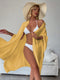Yellow Summer Beach Cover-Up- Bamboo Cotton Sun Protection Cardigan