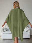 Military Green Summer Beach Cover-Up- Bamboo Cotton Sun Protection Cardigan