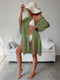 Military Green Summer Beach Cover-Up- Bamboo Cotton Sun Protection Cardigan