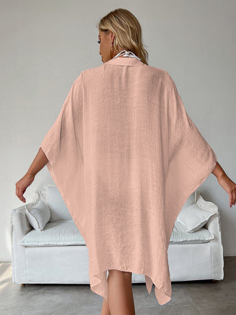 Light Pink Summer Beach Cover-Up- Bamboo Cotton Sun Protection Cardigan