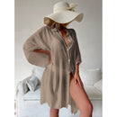 Dark Khaki Summer Beach Cover-Up- Bamboo Cotton Sun Protection Cardigan