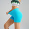 Colorful Blue Yoga Shorts - Seamless, High Waist, Tummy Control Size S