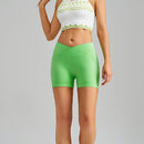 Apple Green Yoga Shorts - Seamless, High Waist, Tummy Control Size S