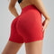 Watermelon Red Yoga Shorts - Seamless, High Waist, Tummy Control Size S