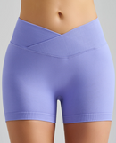 Lavender Purple Yoga Shorts - Seamless, High Waist, Tummy Control Size L