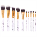 Barrel White Marble Makeup Brush Collection - 10 brushes for face, eyes and lips