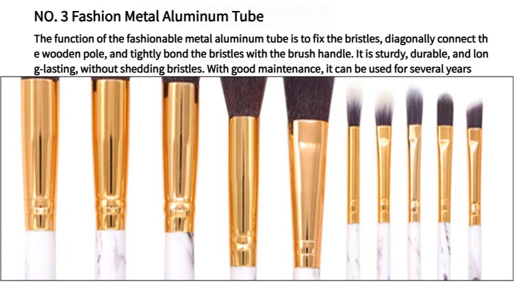 Barrel Pink Marble Makeup Brush Collection - 10 brushes for face, eyes and lips
