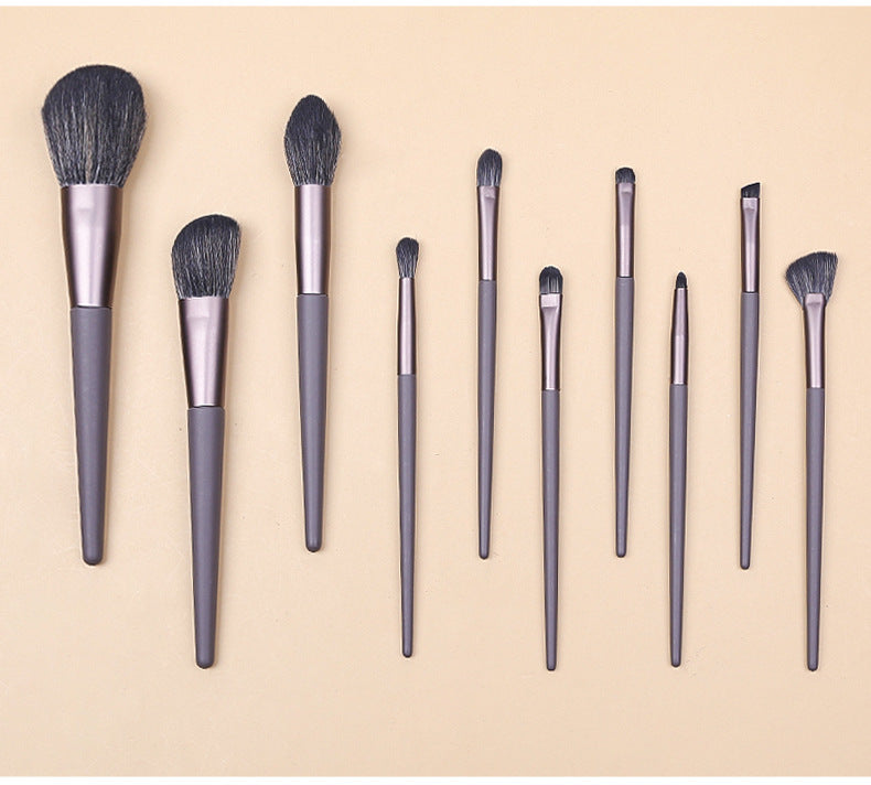 Modern Gray (Brush + Bucket) 10 Piece Face Eye Makeup Brush Set - Premium Makeup Blending Brushes