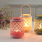 Pink Vintage Style Candle Lantern - Iron Tabletop Centerpiece for Home Decor