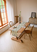 Birds & Branch Table Runner - Jacquard Woven Beige with Tassels(33X160CM)
