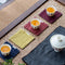 Yellow Chinese Style Linen Coasters - Set of 4, Hand-Embroidered Tea Mats (9x9cm)
