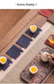 Brown Chinese Style Linen Coasters - Set of 5, Hand-Embroidered Tea Mats (9x9cm)