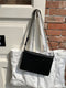 Black Minimalist Flap Shoulder Bag-Elegant Women's Double-Layer Crossbody
