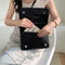 Black Minimalist Flap Shoulder Bag-Elegant Women's Double-Layer Crossbody